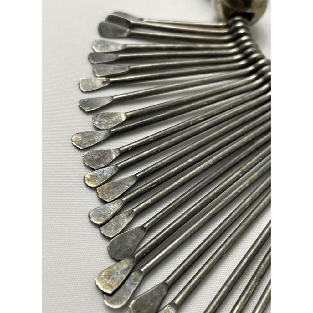 Vintage Fringe Statement Necklace Faux Turquoise Silver Tone 21.5" Boho Beaded - Picture 4 of 9